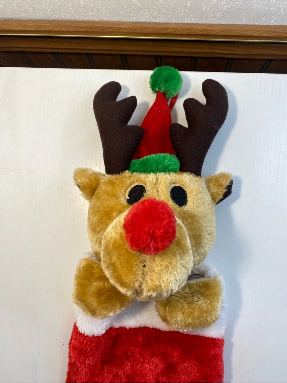 Plush Reindeer Christmas Stocking Holiday Decor